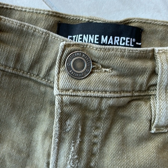 Etienne Marcel Distressed Denim Shorts Army Green 26 - Picture 4 of 9
